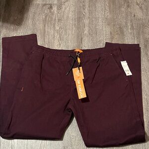 TALLIA Men's Burgundy Joggers with Orange Accents